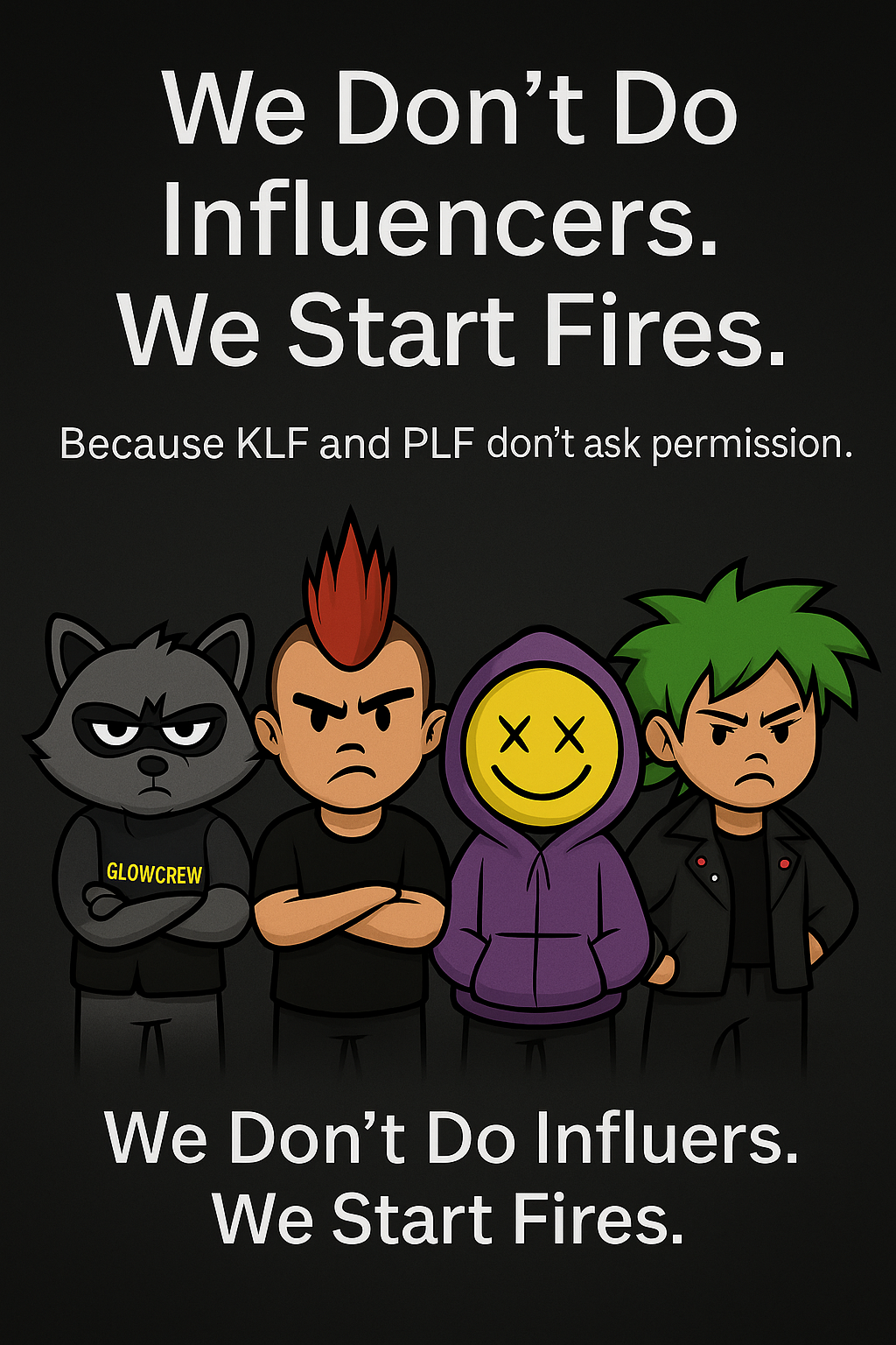 A bold, digital poster featuring the message "Punk Doesn’t Ask Permission. It Prints." in large white letters on a black background, evoking rebellion and defiance.