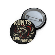 KUNTS Live Forever Buttons with aggressive raccoon design and rebellious punk streetwear style