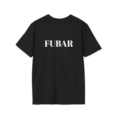 Black heavyweight cotton t-shirt with bold white "FUBAR" print, punk streetwear style Veteran KUNTS FUBAR Tee
