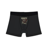 KUNTS Live Forever black graphic boxer shorts with rebellious punk design