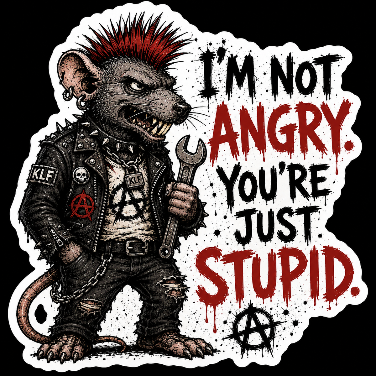 KLF I’m Not Angry You’re Just Stupid die-cut sticker artwork