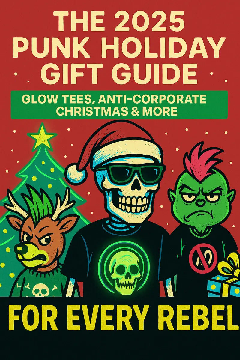 “Neon punk Christmas promo for the KLF + PLF Holiday Gift Guide.”
