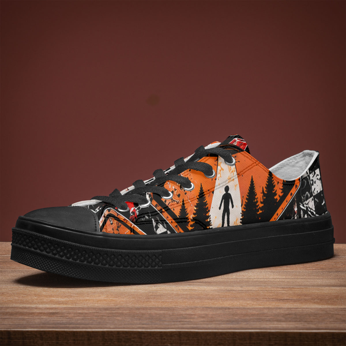 KLF Road Closed low-top canvas shoes with Strange Days roadside-horror artwork - product view 1