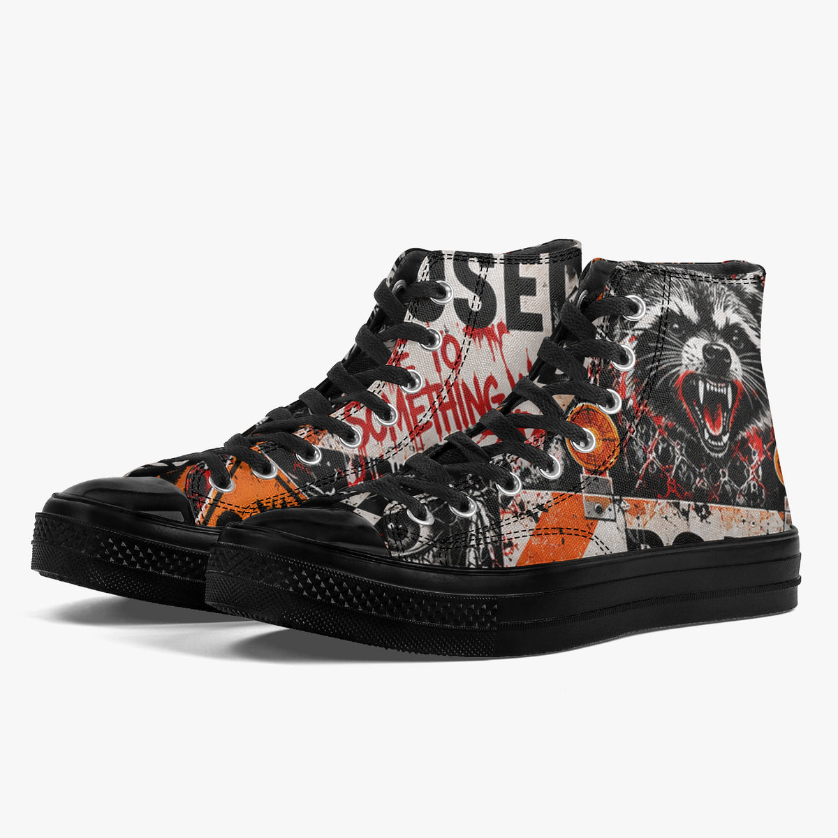 KLF Road Closed high-top canvas shoes with Strange Days roadside-horror artwork - product view 10