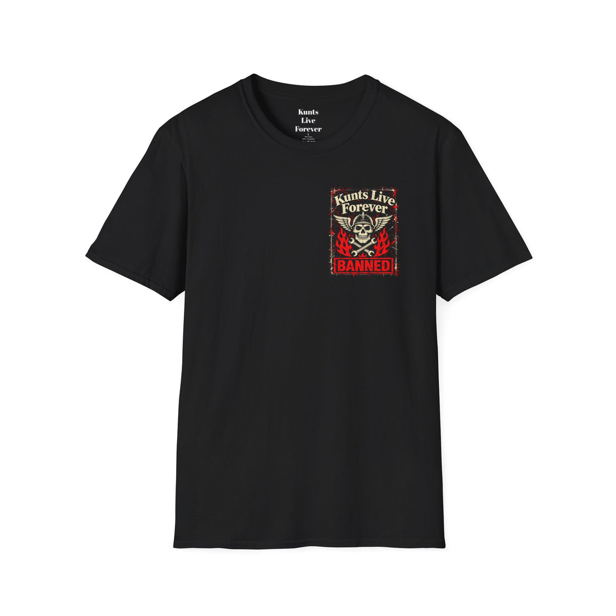 KLF YouTube graphic tee on black shirt, product mockup view 2