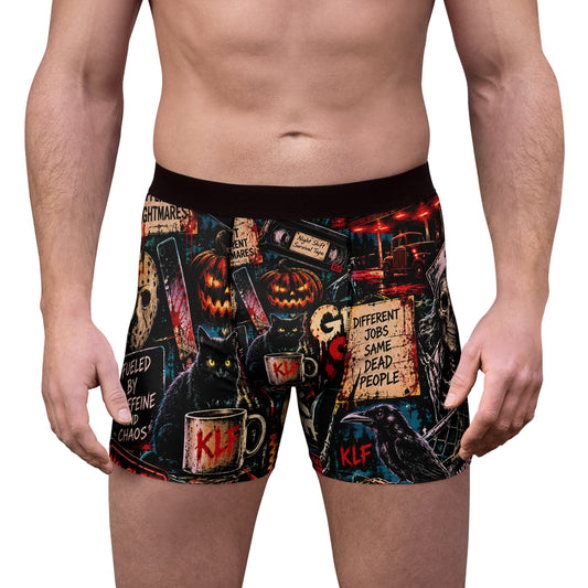 KLF Grave Shift boxer briefs with neon horror night-shift artwork - product view 1