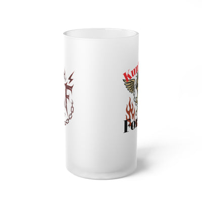 Custom Frosted Glass Rock & Roll Beer Mug - Kunts Live Forever