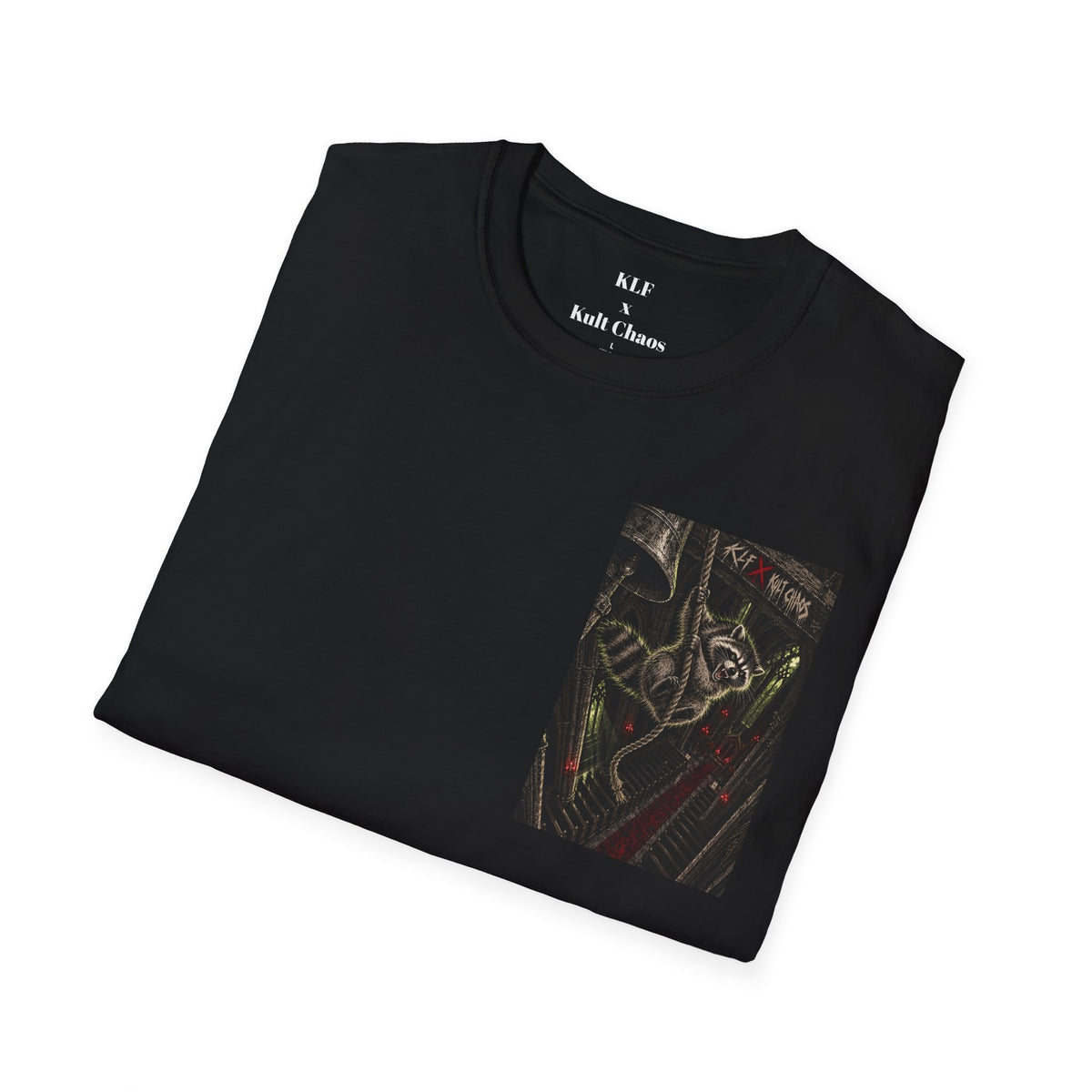 Unholy Swing KLF × Kult Chaos gothic cathedral dark humor graphic tee mockup 4