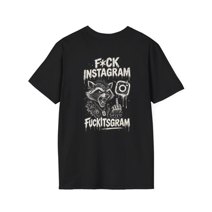 KLF F*CK Instagram graphic tee, black shirt product mockup view 1