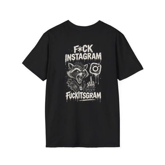 KLF F*CK Instagram graphic tee, black shirt product mockup view 1