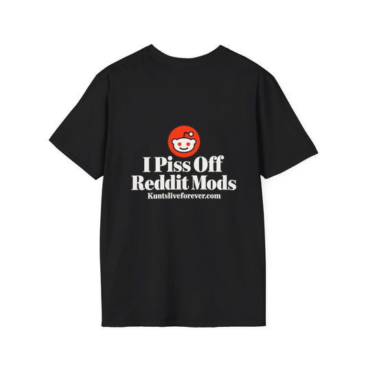 KLF Reddit graphic tee, black shirt product mockup view 1