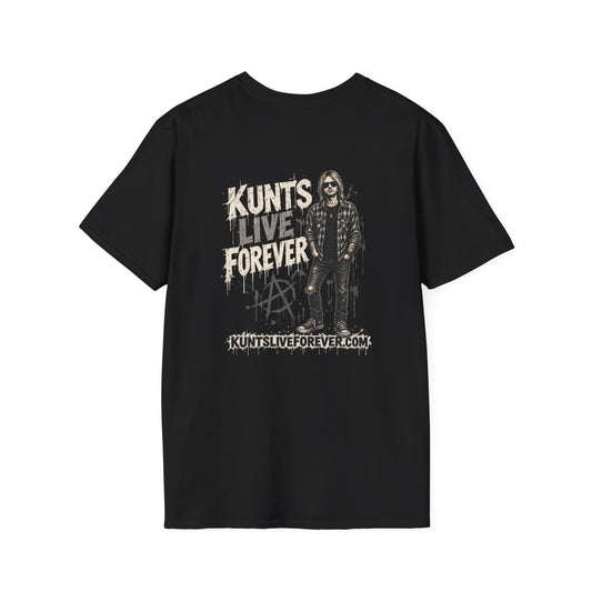 KLF Rebel Grunge Ghost black graphic tee – product mockup 1 by Kunts Live Forever