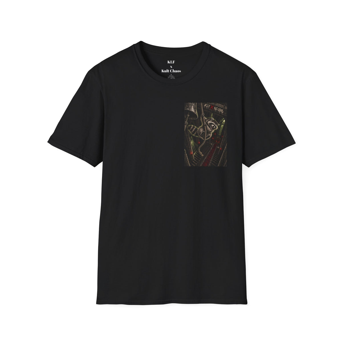 Unholy Swing KLF × Kult Chaos gothic cathedral dark humor graphic tee mockup 2