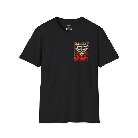 KLF Google Violated Me graphic tee on black shirt, product mockup view 2