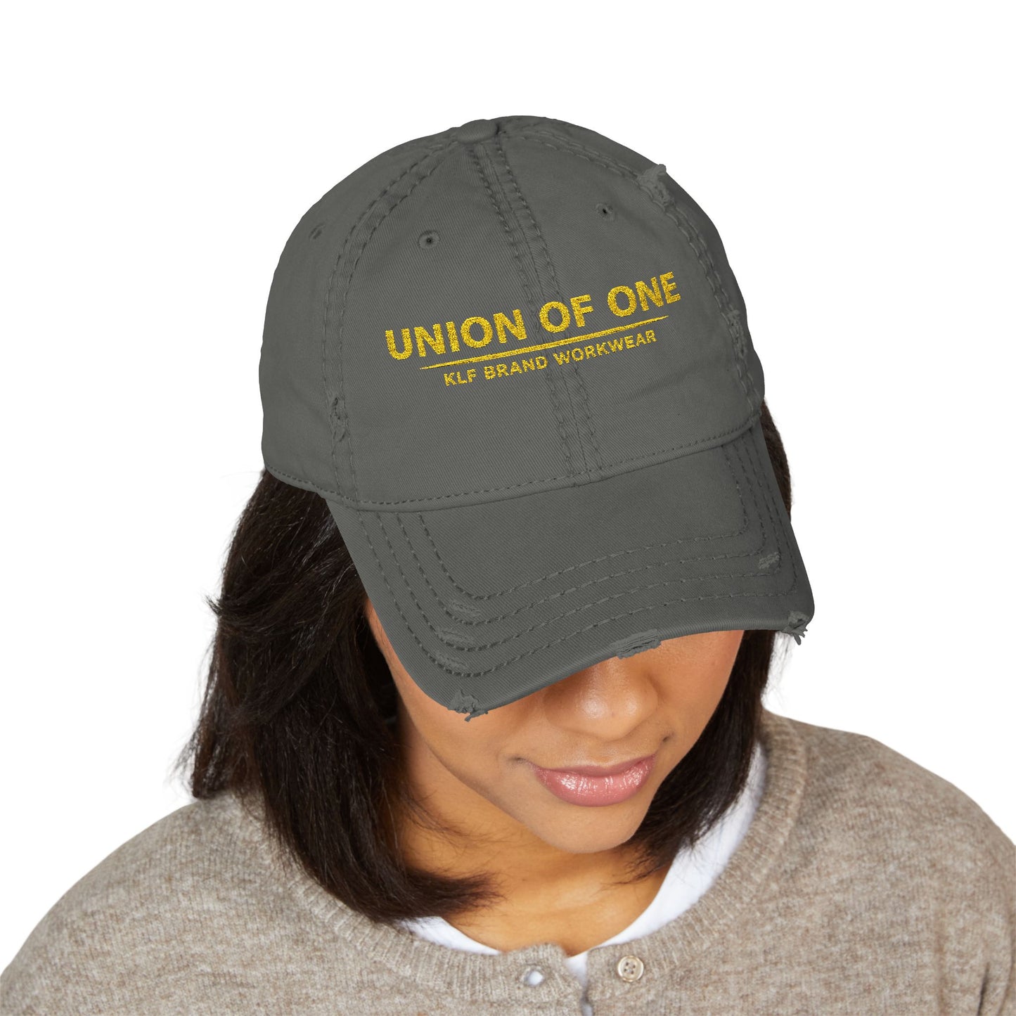 Union Of One Distressed Embroidered Hat | KLF Brand Workwear
