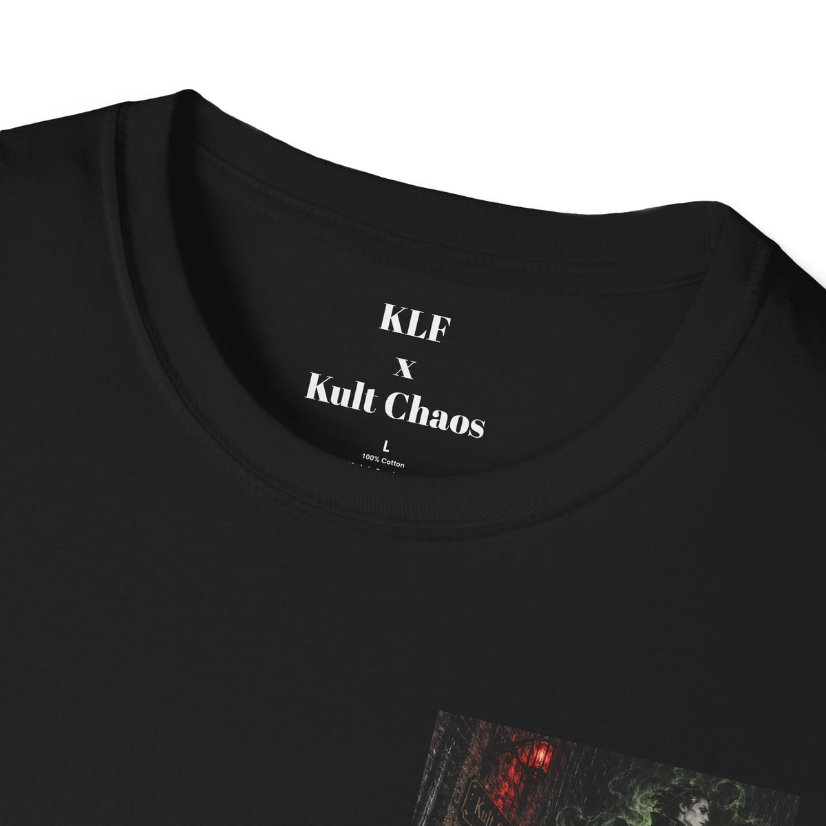 Wrong Fucking Door KLF × Kult Chaos paranormal dark fantasy graphic tee mockup 3