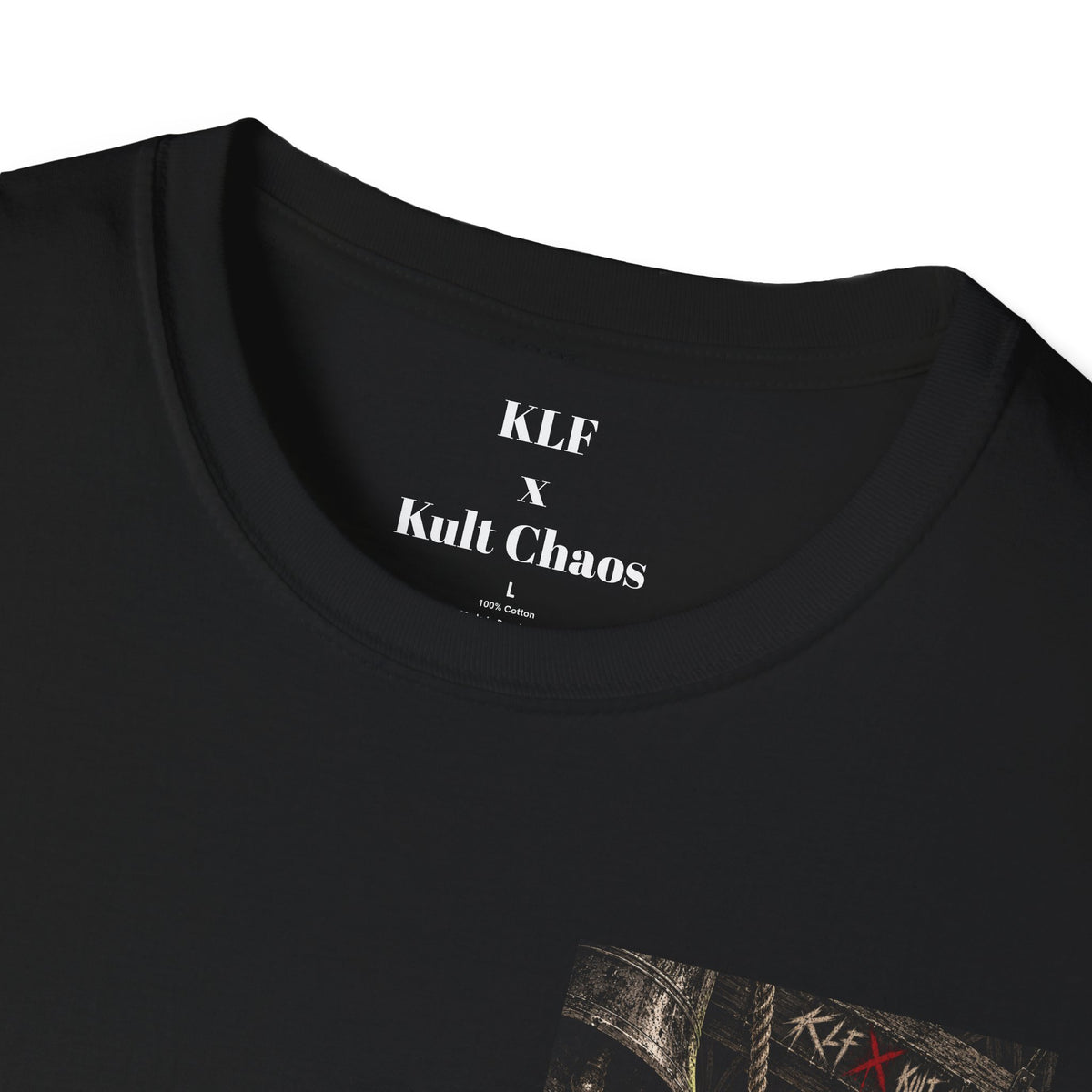 Unholy Swing KLF × Kult Chaos gothic cathedral dark humor graphic tee mockup 3