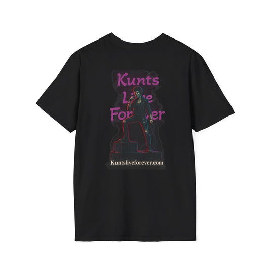 KLF Rebel Mic Drop Mayhem black graphic tee – product mockup 1 by Kunts Live Forever