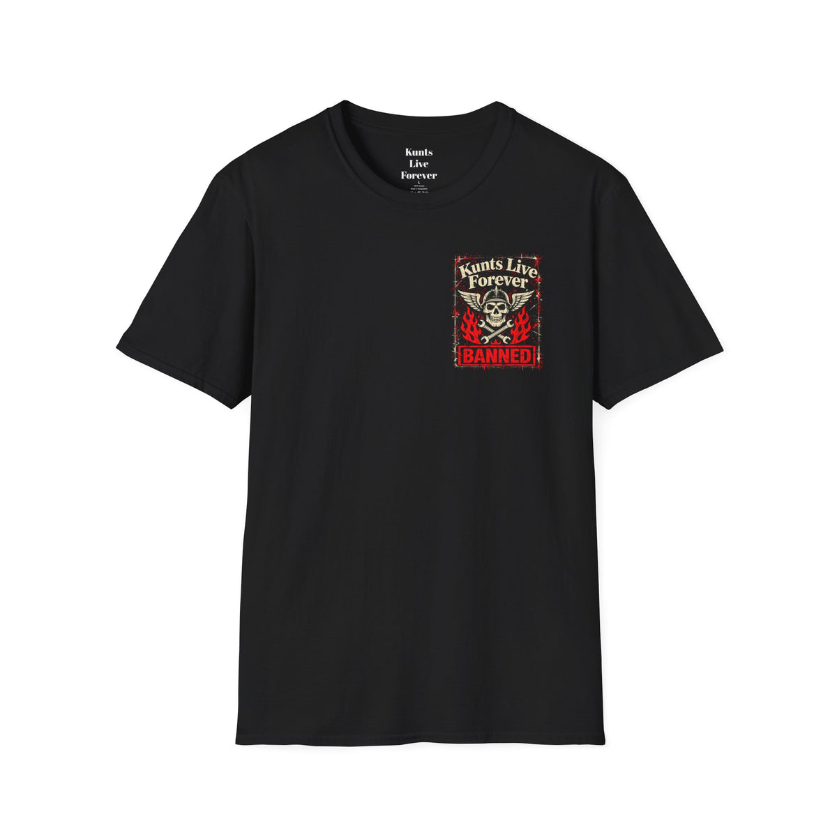 KLF Facebook Hates Me graphic tee, black shirt product mockup view 2