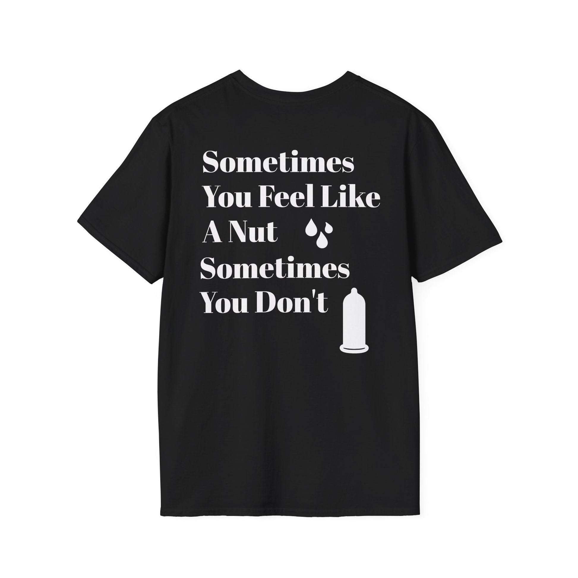 Black KLF "Nut" Tee with bold white text and graphic, punk streetwear cotton shirt, rebellious design