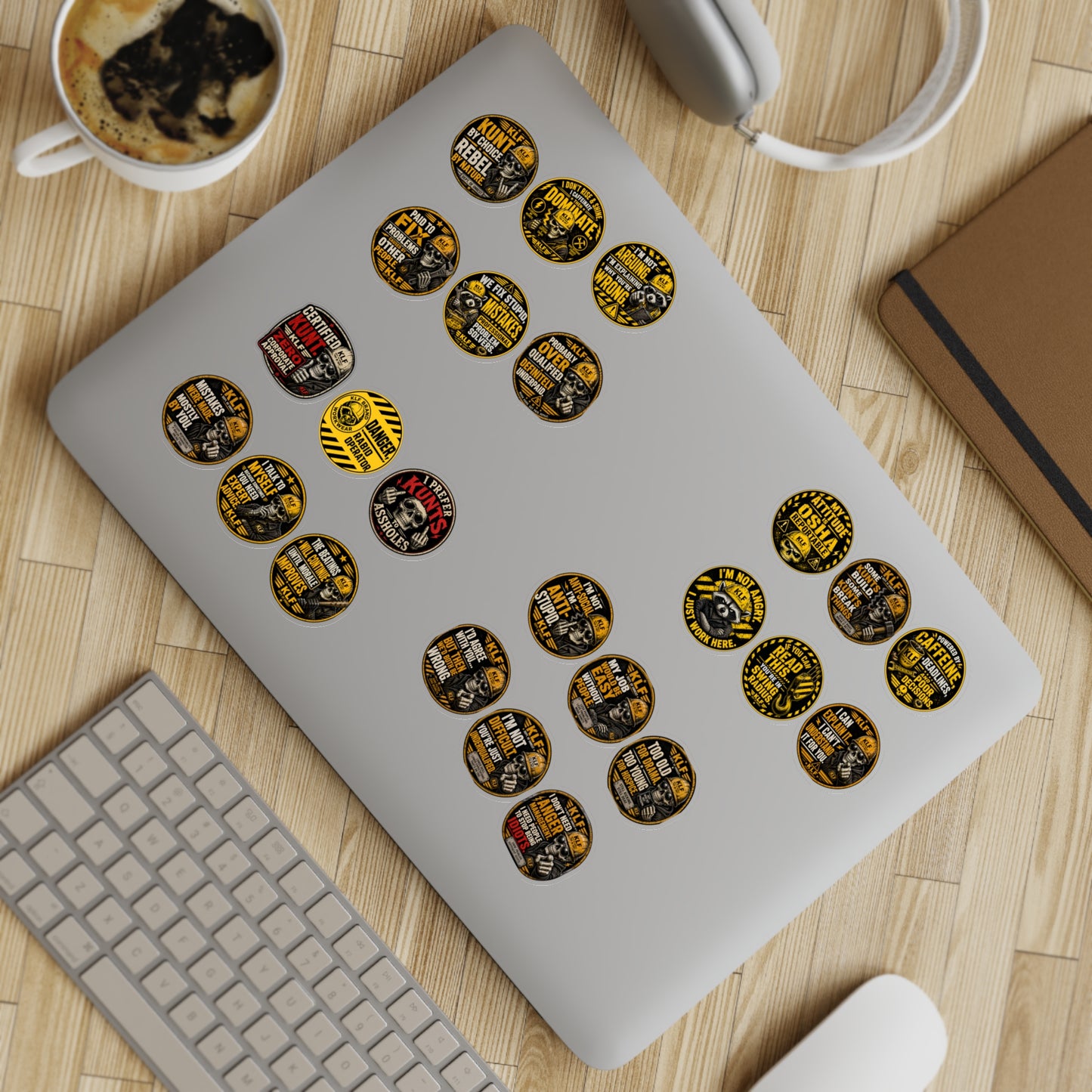 KLF “Dept. of Adhesive Warfare” 240-Sticker Bulk Bundle | 10 Sheets / 24 Designs | KLF Merch