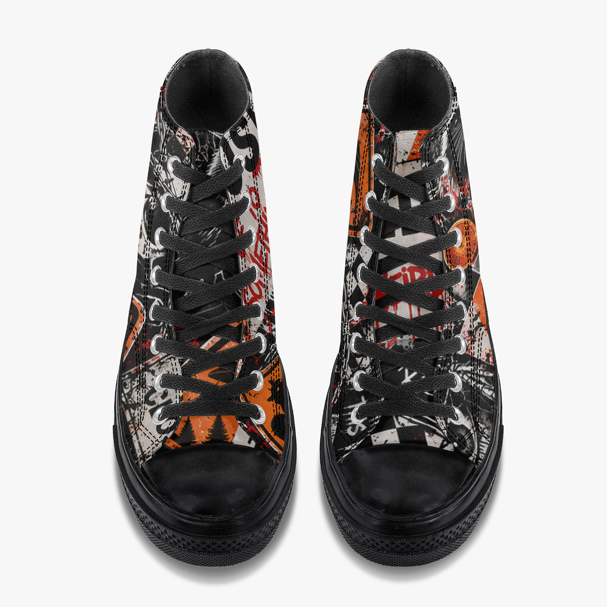 KLF Road Closed high-top canvas shoes with Strange Days roadside-horror artwork - product view 2