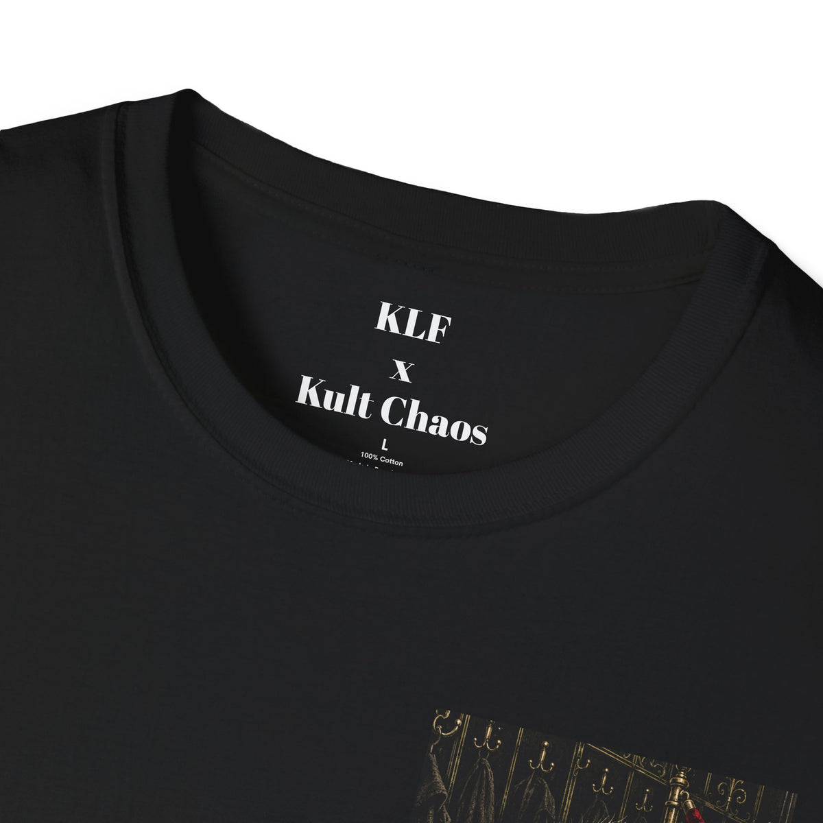 Uninvited KLF × Kult Chaos punk raccoon dark humor graphic tee mockup 3
