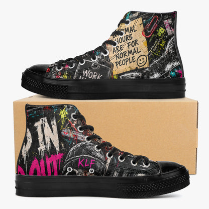 KLF Clocked In / Checked Out High-Top Canvas Shoes product view 1