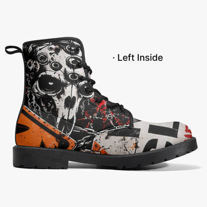 KLF Road Closed leather boots with Strange Days roadside-horror artwork - product view 1