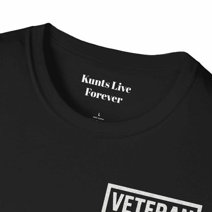 KLF "Sharing Blood Makes You Family" veteran tee in black with glow-in-the-dark print and unisex fit