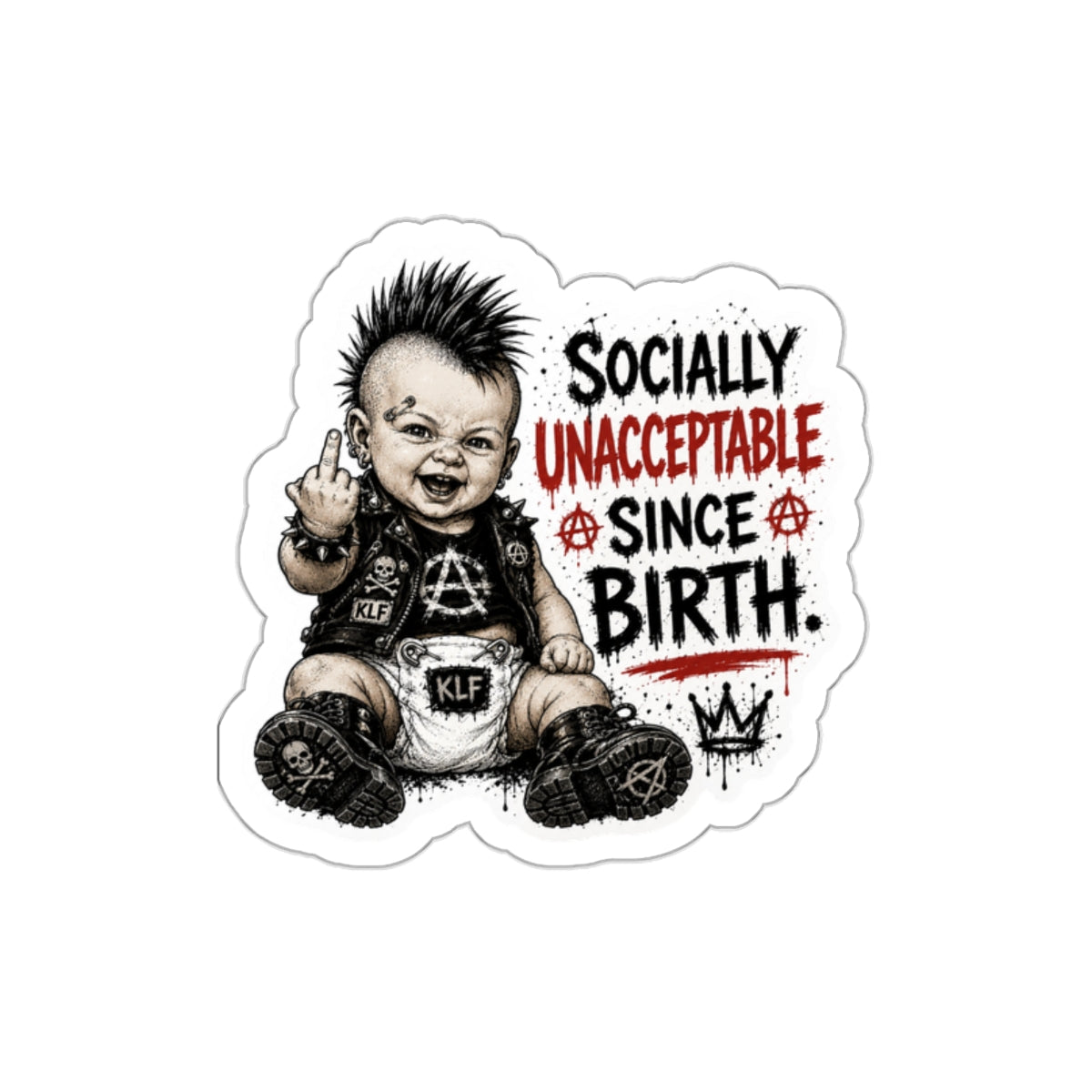 KLF “Socially Unacceptable Since Birth” Die-Cut Sticker | KLF Merch