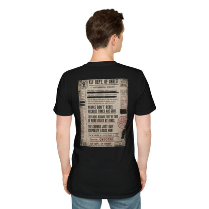 KLF Dept. of Unrest Case File #001 – This Economy Is What Built Rebellion in the First Place Tee | Anti-Corporate Punk Shirt