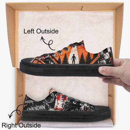 KLF Road Closed low-top canvas shoes with Strange Days roadside-horror artwork - product view 2