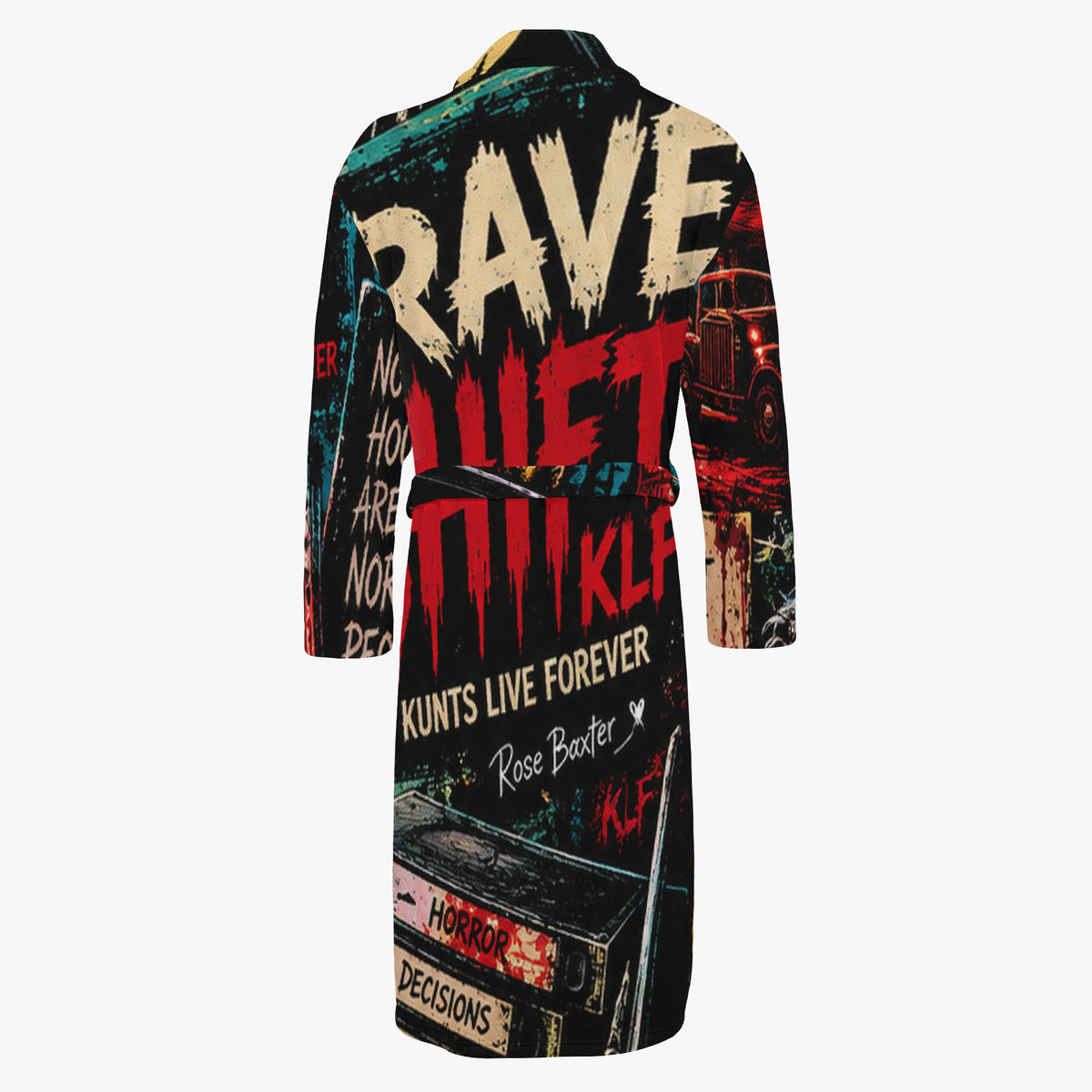 KLF Grave Shift bathrobe with neon horror night-shift artwork - product view 5