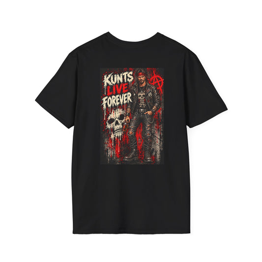 KLF Rebel Legend black graphic tee – product mockup 1 by Kunts Live Forever