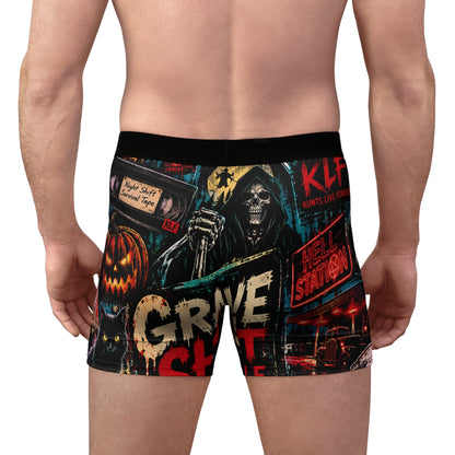 KLF Grave Shift boxer briefs with neon horror night-shift artwork - product view 2