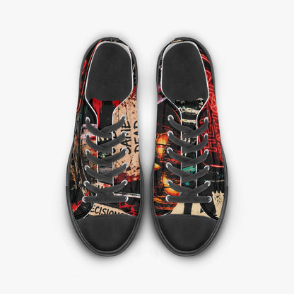KLF Grave Shift low-top canvas shoes with neon horror night-shift artwork - product view 6