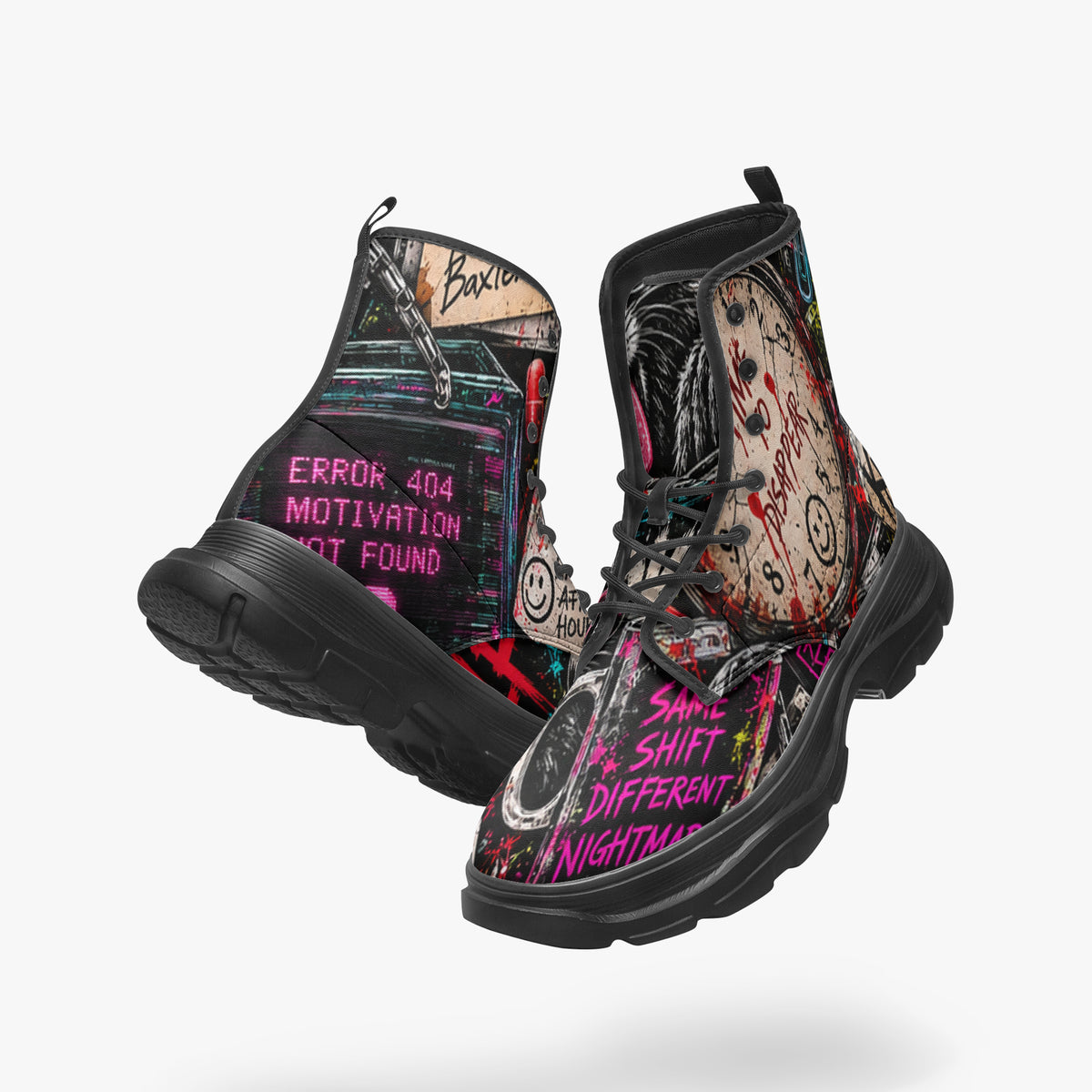 KLF Clocked In / Checked Out Chunky Leather Boots product view 2