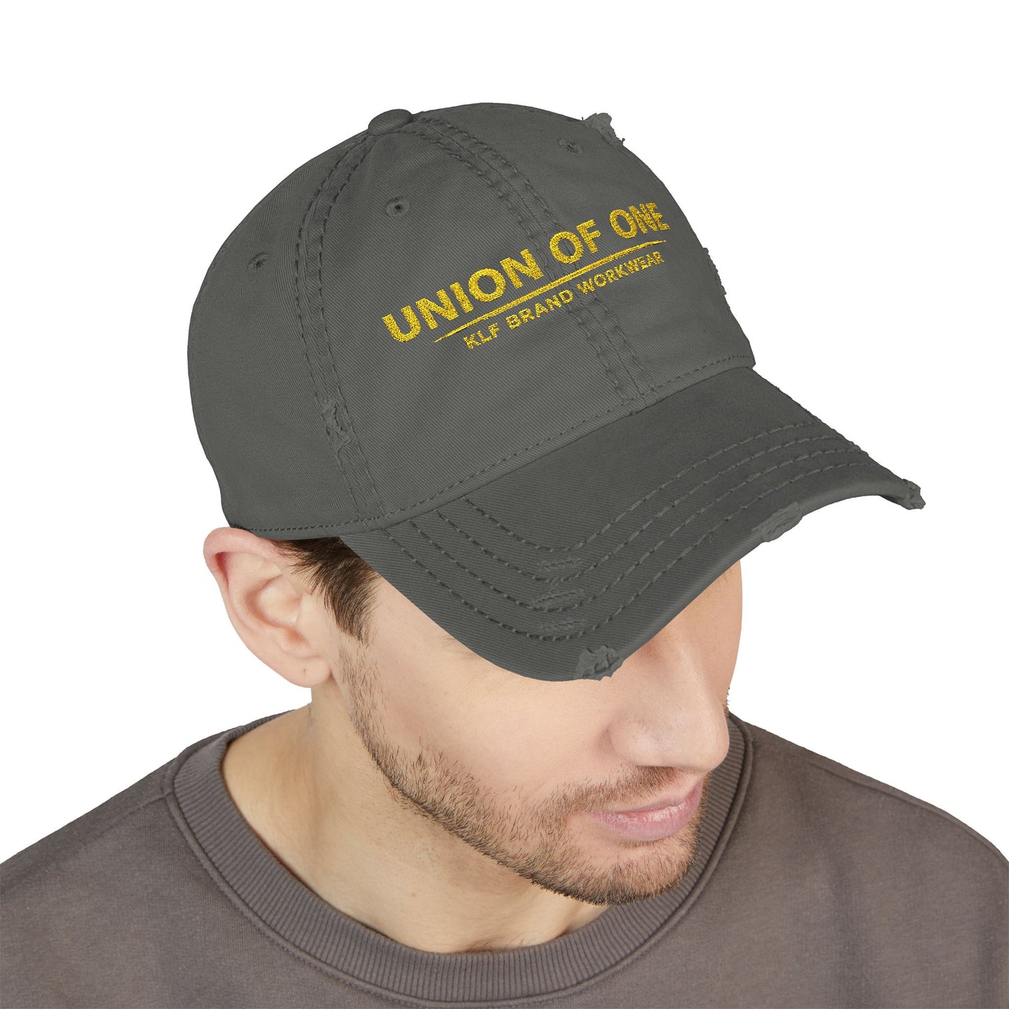 Union Of One Distressed Embroidered Hat | KLF Brand Workwear