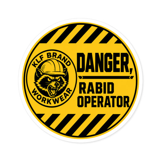 KLF “Danger: Rabid Operator” Hardhat Sticker | KLF Brand Workwear | KLF Merch