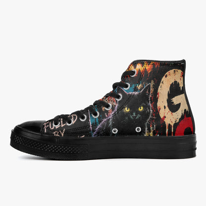 KLF Grave Shift high-top canvas shoes with neon horror night-shift artwork - product view 8