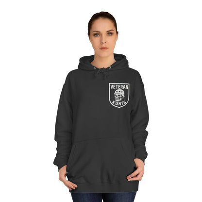 Whether Air Sea or Trenches veteran hoodie tee in black with white emblem on chest, unisex fit streetwear