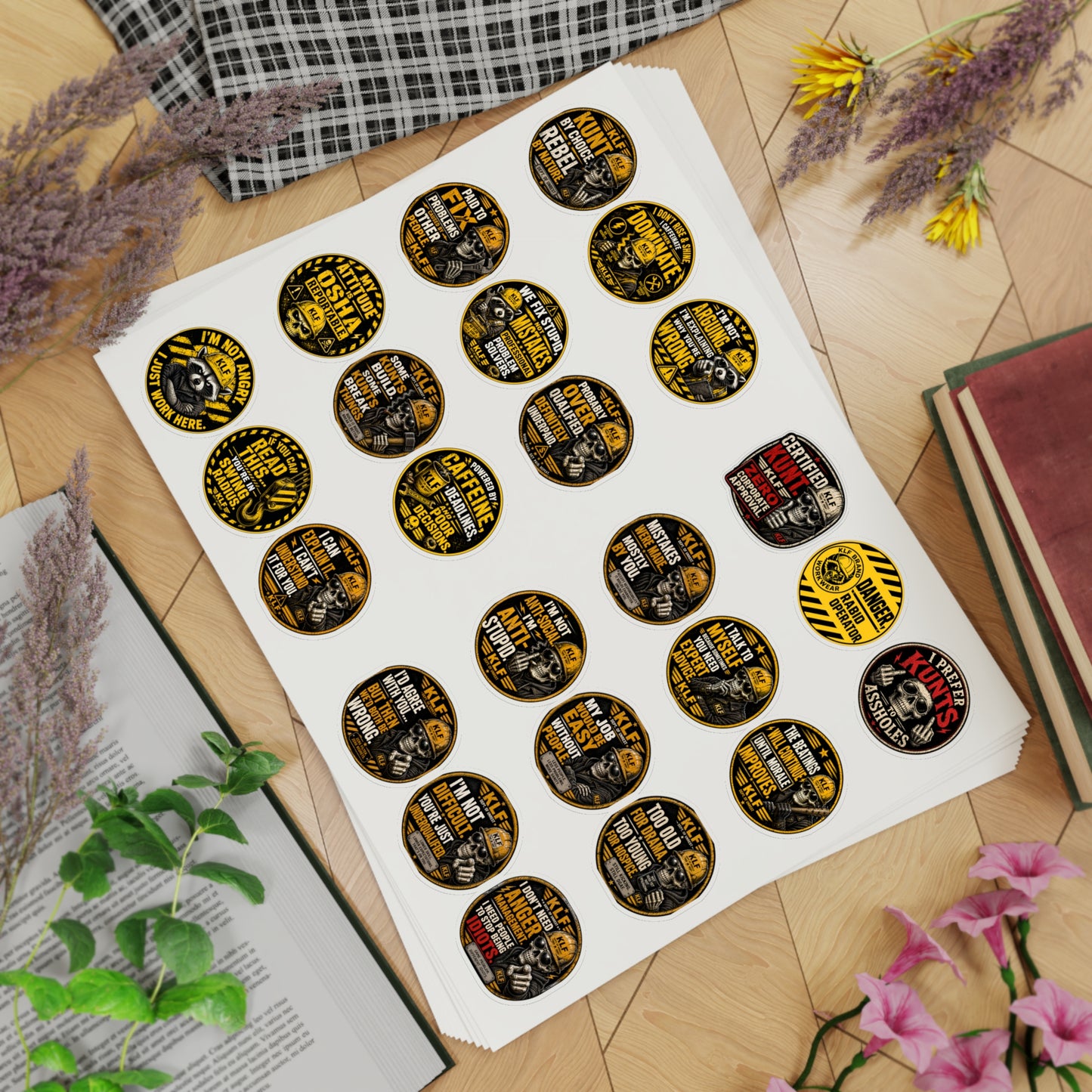 KLF “Dept. of Adhesive Warfare” 240-Sticker Bulk Bundle | 10 Sheets / 24 Designs | KLF Merch