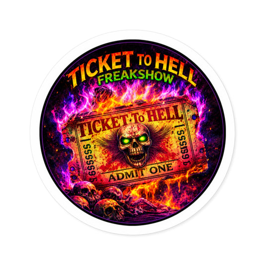 KLF “Ticket to Hell” Die-Cut Sticker | Carnival of Chaos – Freakshow Expansion | KLF Merch