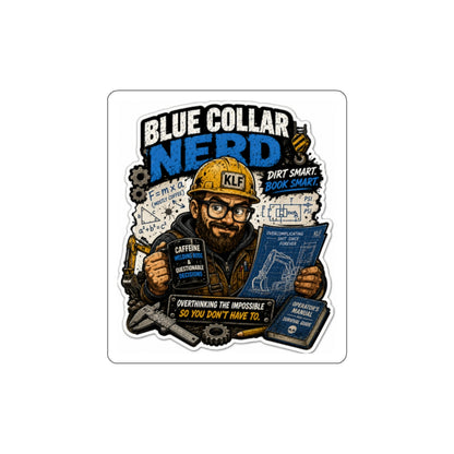 KLF “Blue Collar Nerd” Die-Cut Sticker | KLF Brand Workwear | KLF Merch