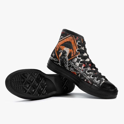 KLF Road Closed high-top canvas shoes with Strange Days roadside-horror artwork - product view 8
