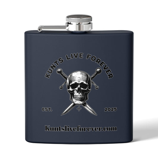KLF “Cool Skull Flask - 6oz Stainless Steel, 'Kunts Live Forever' Engraving” Tee | KLF Streetwear