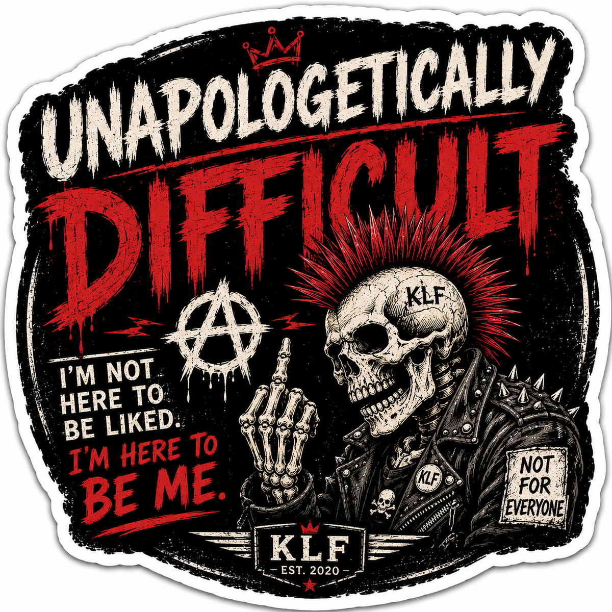 Unapologetically Difficult punk skeleton sticker artwork