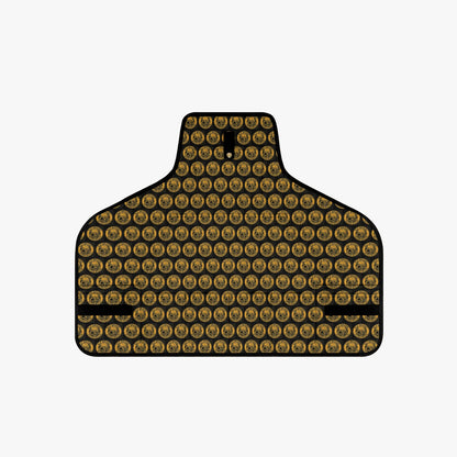 KLF Brand Workwear Tool Apron in black and gold repeating logo pattern