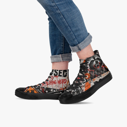 KLF Road Closed high-top canvas shoes with Strange Days roadside-horror artwork - product view 7